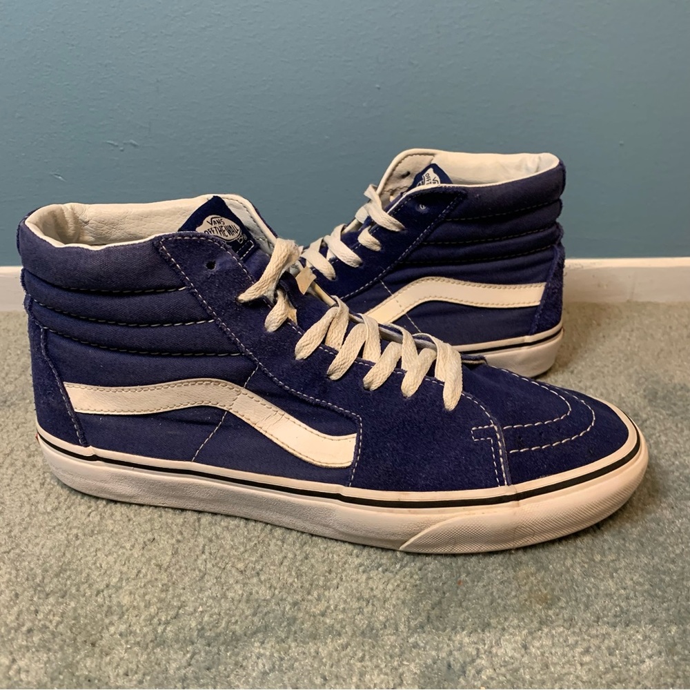 Vans Off The Wall 721454 Sk8 Hi High Top DARK BLUE WHITE Men’s 10 Preowned